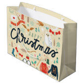 Grand Sac Cadeau Harry Potter | Joyeux Noël avec des icônes festive (Dos Angle)