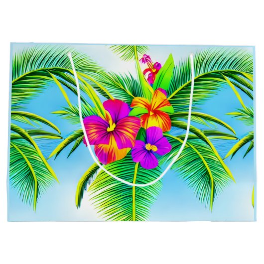 Grand Sac Cadeau Hawaï Tropical Motif sans couture (Dos)
