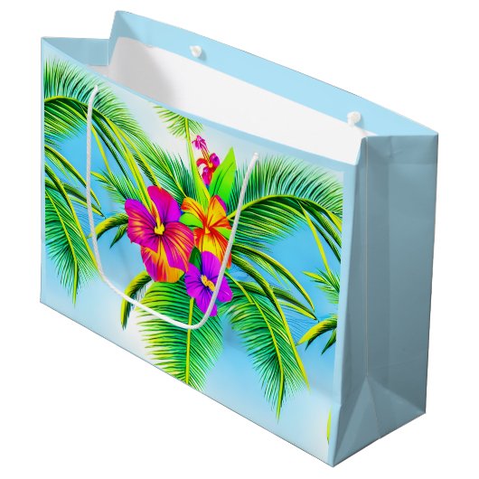 Grand Sac Cadeau Hawaï Tropical Motif sans couture (Devant Angle)