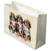 Grand Sac Cadeau Hawaiian Bernese Mountain Dogs Flower Lei (Devant Angle)