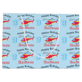 Grand Sac Cadeau Hélicoptère volant mignon Anniversaire Nom et âge (Dos)