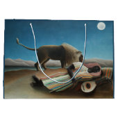 Grand Sac Cadeau Henri Rousseau Dormir Gitan Lion Peinture (Dos)