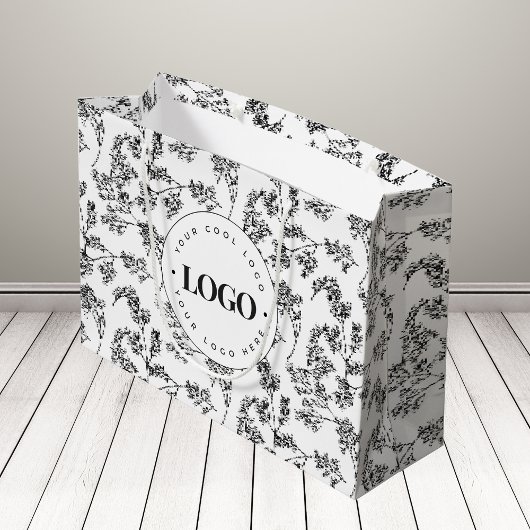 Grand Sac Cadeau Herbes dessinées verdure botanique Ajouter un logo