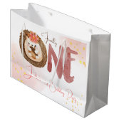 Grand Sac Cadeau Hérisson aquarelle premier anniversaire (Devant Angle)