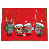 Grand Sac Cadeau Hérisson de Noël (Devant)