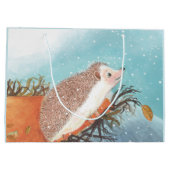 Grand Sac Cadeau Hérisson et premiers flocons de neige (Dos)