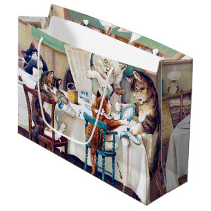 Grand Sac Cadeau Heure du petit-déjeuner de chat, Louis Wain