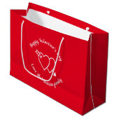 Grand Sac Cadeau Heureuse Sainte-Valentin coeur rouge script person (Devant Angle)