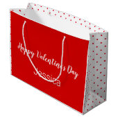 Grand Sac Cadeau Heureuse Sainte-Valentin noir et rouge avec points (Dos Angle)