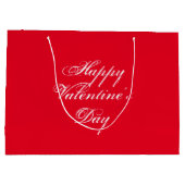 Grand Sac Cadeau Heureuse Sainte-Valentin rouge blanc script élégan (Dos)