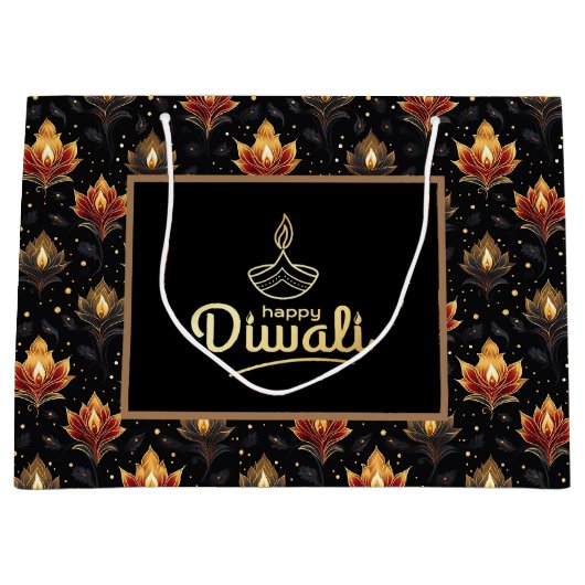 Grand Sac Cadeau Heureux Diwali (Devant)
