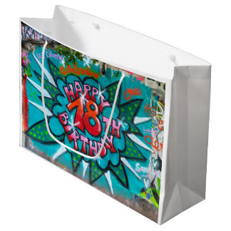 Grand Sac Cadeau Heureux Graffiti du 18ème anniversaire
