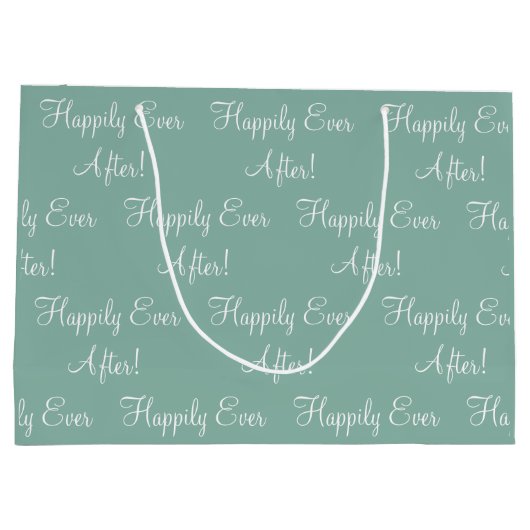 Grand Sac Cadeau Heureux Jamais après Script Sage Mariage vert (Dos)