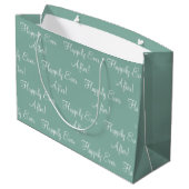 Grand Sac Cadeau Heureux Jamais après Script Sage Mariage vert (Dos Angle)