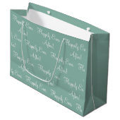 Grand Sac Cadeau Heureux Jamais après Script Sage Mariage vert (Devant Angle)