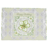 Grand Sac Cadeau Hibiscus & dentelle BLANC (Dos)