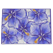 Grand Sac Cadeau Hibiscus & dentelle BLEU (Devant)