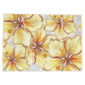 Grand Sac Cadeau Hibiscus & dentelle JAUNE (Dos)