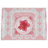 Grand Sac Cadeau Hibiscus & dentelle RED (Devant)