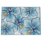 Grand Sac Cadeau Hibiscus & dentelle TURQUOISE (Devant)