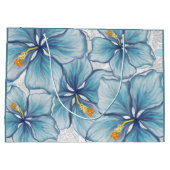 Grand Sac Cadeau Hibiscus & dentelle TURQUOISE (Dos)