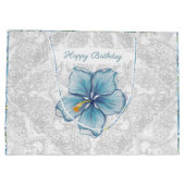 Grand Sac Cadeau Hibiscus & dentelle TURQUOISE (Dos)