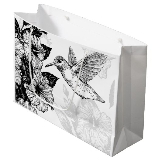 Grand Sac Cadeau Hibiscus et colibri (Devant Angle)