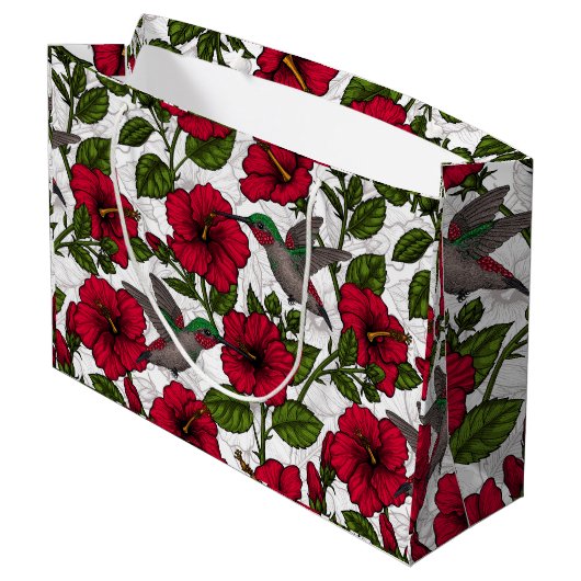 Grand Sac Cadeau Hibiscus et colibris (Dos Angle)
