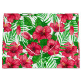 Grand Sac Cadeau Hibiscus et palmiers feuilles (Devant)