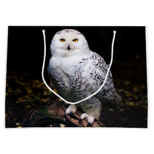 Grand Sac Cadeau Hibou des neiges majestueux d'hiver