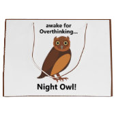 Grand Sac Cadeau Hibou Nocturne Rêveur Drôle (Devant)