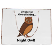 Grand Sac Cadeau Hibou Nocturne Rêveur Drôle (Dos)