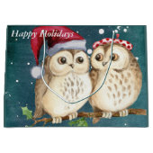 Grand Sac Cadeau Hiboux de vacances (Devant)