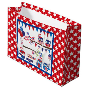 Grand Sac Cadeau Hiboux Patriotes