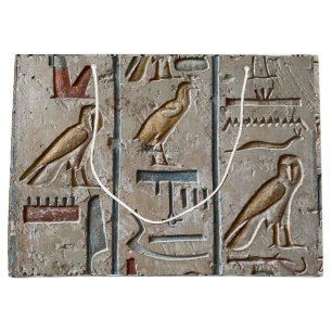 Grand Sac Cadeau Hiéroglyphe Langue Égypte Ancienne Texte Gravé