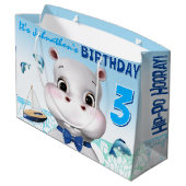 Grand Sac Cadeau Hippo Blue Boy Anniversaire (Dos Angle)
