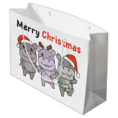 Grand Sac Cadeau Hippo Joyeux Noël Chiens de Noël (Dos Angle)