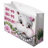 Grand Sac Cadeau Hippo rose florale fille anniversaire (Dos Angle)