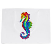 Grand Sac Cadeau Hippocampe polygonal arc-en-ciel (Devant)