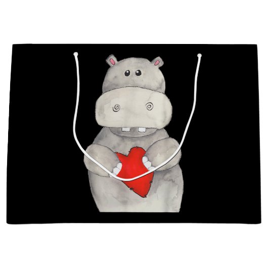 Grand Sac Cadeau Hippopotame de l'Hippopotame| Love Hippo (Devant)