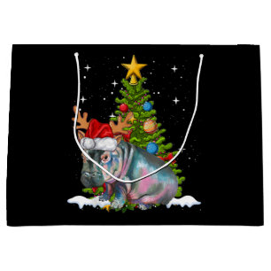 Grand Sac Cadeau Hippopotame de Noël Hippone Fiona