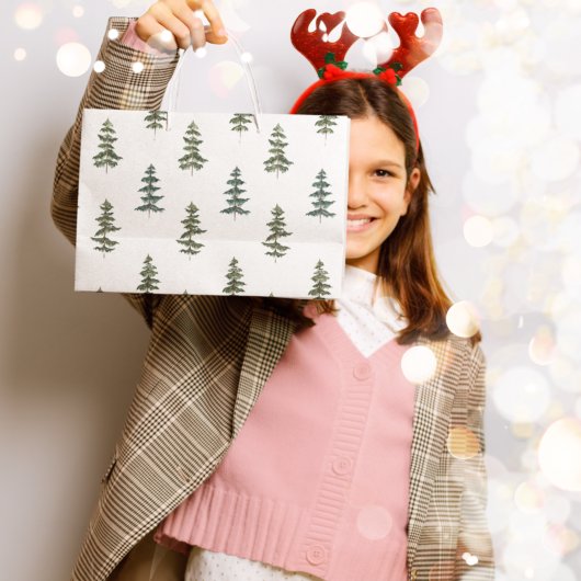 Grand Sac Cadeau Hiver branché | Motif d'arbre de Noël