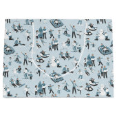 Grand Sac Cadeau Hiver Famille Amusement Noël Patten (Devant)