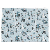 Grand Sac Cadeau Hiver Famille Amusement Noël Patten (Dos)