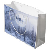 Grand Sac Cadeau Hiver merveilleux brouillard épinette forêt neige (Dos Angle)