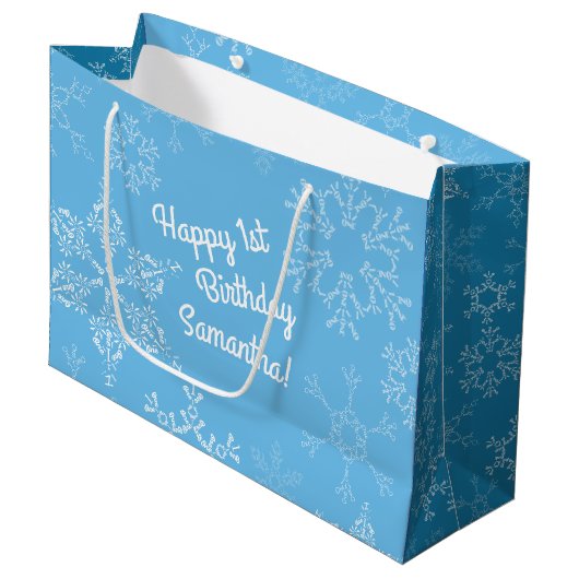 Grand Sac Cadeau Hiver Onederland 1er Anniversaire Fête des flocons (Devant Angle)