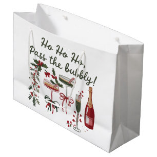 Grand Sac Cadeau Ho Ho Ho Passez le Champagne de Noël pétillant