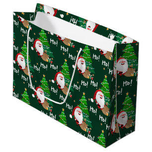 Grand Sac Cadeau Ho Ho Ho Père Noël et arbres de Noël