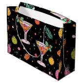 Grand Sac Cadeau Holiday Martinis Retro avec Bright Abstract Design (Dos Angle)