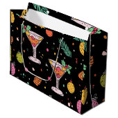 Grand Sac Cadeau Holiday Martinis Retro avec Bright Abstract Design (Devant Angle)
